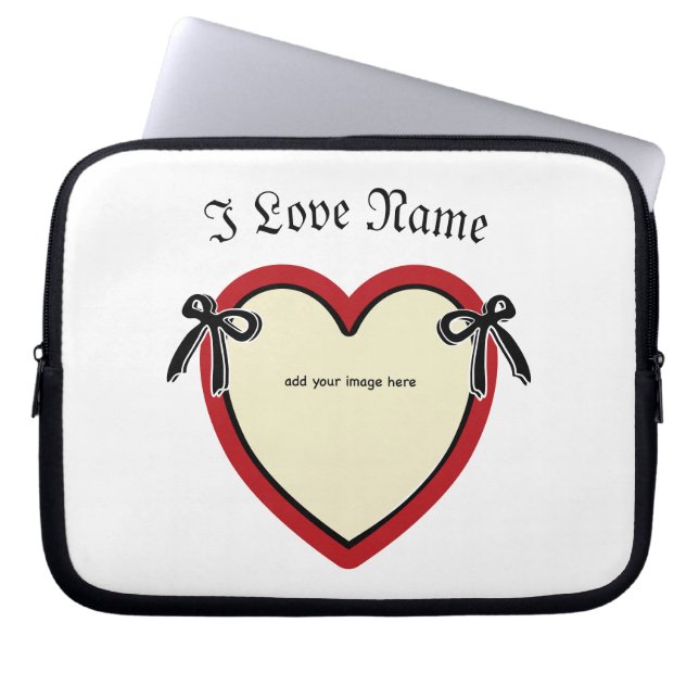 Dingus Bows & Heart Personalised  Laptop Sleeve (Front)