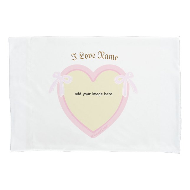 Dingus Bows & Heart Personalised Pillowcase (Front)