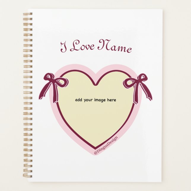 Dingus Bows & Heart Personalised  Planner (Front)