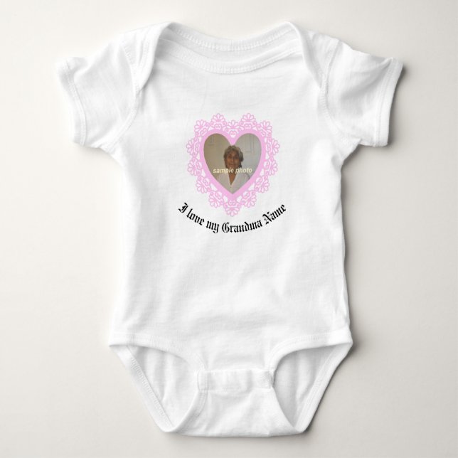 Dingus Heart Lace Frame Baby Bodysuit (Front)