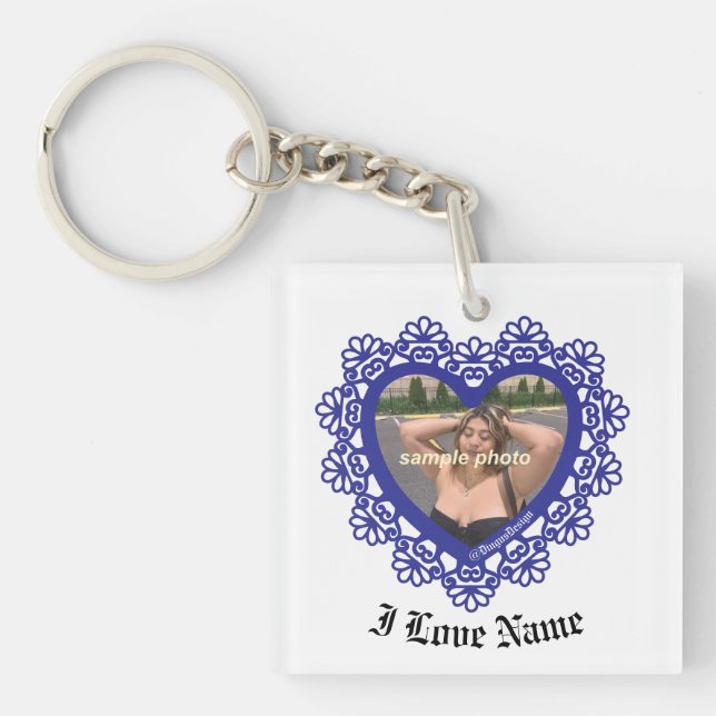 Dingus Heart Lace Frame Key Ring (Front)