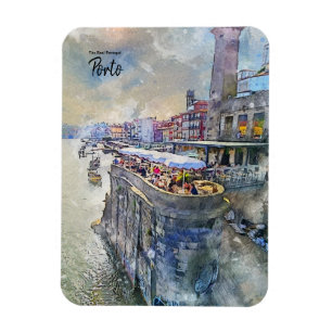 Dining by the water Porto- Portugal Magnet