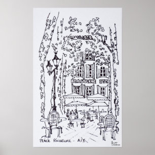 Dining in a Plaza   Aix en Provence, France Poster