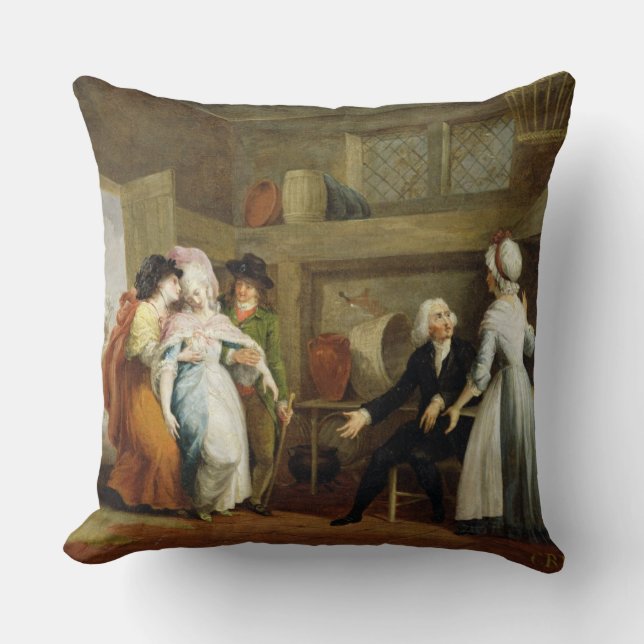 'Dining in the Hayfields' (surprised by Mr Thornhi Cushion (Front)