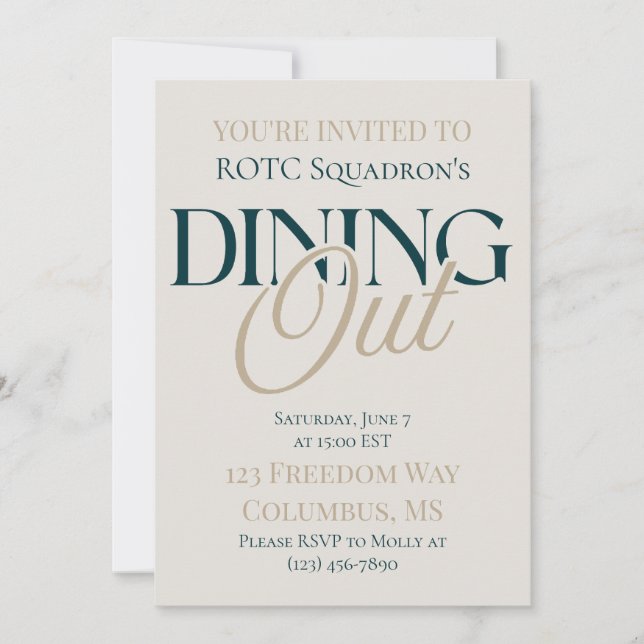 Dining Out - Modern Serif Military Invitation (Front)