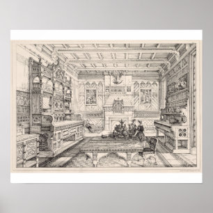 Dining Room, from 'Examples of Ancient and Modern Poster
