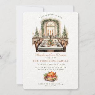 Dining Room Table   Christmas Eve Dinner  Invitati Invitation