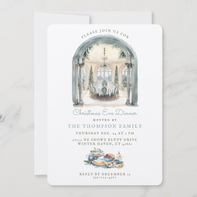 Dining Room Table | Christmas Eve Dinner  Invitation (Front)