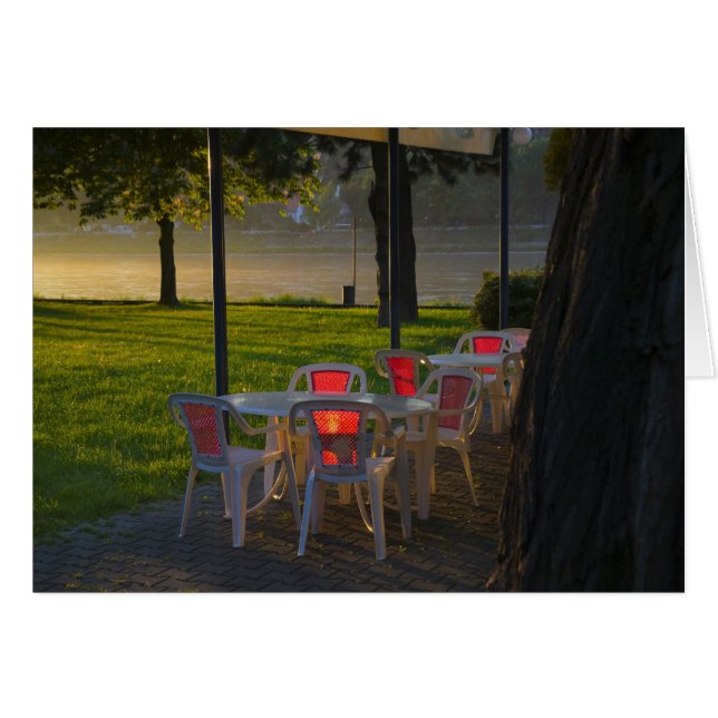 Dining table and chairs by the Danube River, (Front Horizontal)