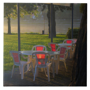 Dining table and chairs by the Danube River, Ceramic Tile