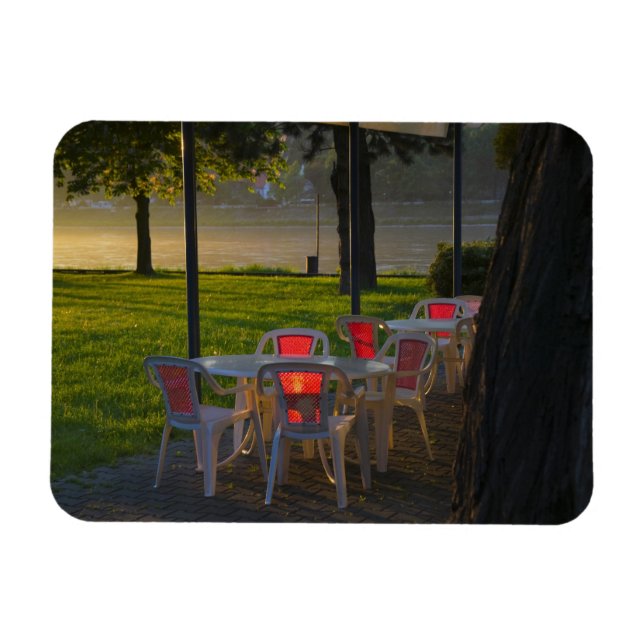 Dining table and chairs by the Danube River, Magnet (Horizontal)