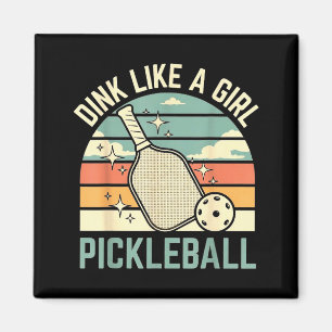 Dink like a girl cute retro pickleball women's magnet