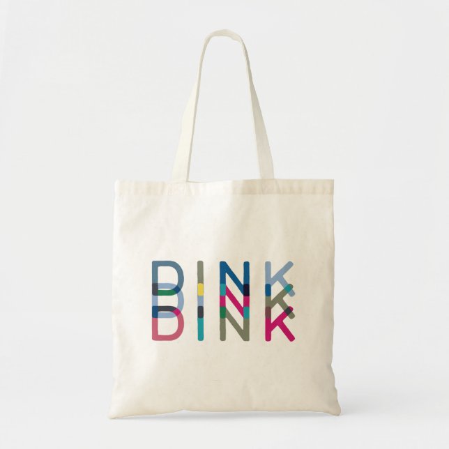 Dink Pickleball Fun Chic Blue Green Pink Yellow Tote Bag (Front)