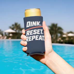 Dink. Reset. Repeat. Modern Pickleball Paddle Seltzer Can Cooler