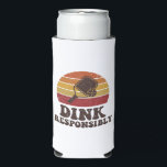 Dink Responsibly Funny Pickleball Seltzer Can Cooler<br><div class="desc">Keep your drink cold and the laughs going with this “Dink Responsibly” funny pickleball can cooler, perfect for players who know the soft game wins the match. After an intense rally and a few perfectly placed dink shots, it’s time to relax courtside and celebrate the fun of the game. This...</div>