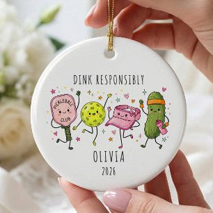 Dink Responsibly Pickleball  Ceramic Ornament