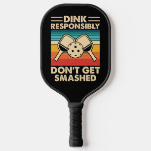 Dink Responsibly Retro Orange Stripe Art Pickleball Paddle