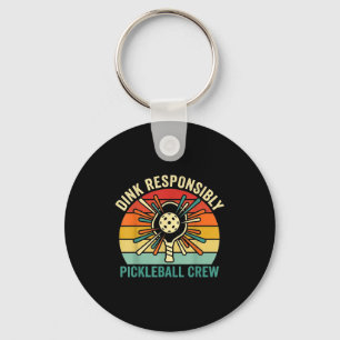 Dink responsibly retro pickleball funny vintage key ring