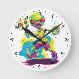 Dinkin' with the Aliens Pickleball Round Clock
