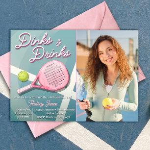 Dinks and Drinks - Pickleball Birthday with Photo Invitation
