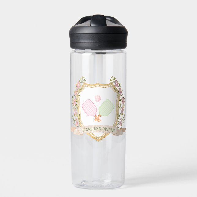 Dinks and Drinks| Preppy Pickle Ball Water Bottle (Front)