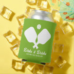 Dinks Drinks Pickleball Paddles Personalised Green Can Cooler<br><div class="desc">A Super fun drink can cooler for your next pickleball birthday party. Design features 2 crossed paddles and a pickleball in the middle. Add your custom text or delete. Great for an adult pickleball birthday party, tournament award/prize, fundraiser, pickleball weekend gathering, getaway or everyday fun play. Perfect for those who...</div>