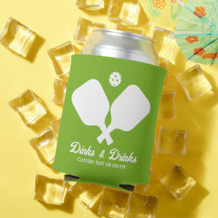 Dinks Drinks Pickleball Paddles Personalised Green Can Cooler