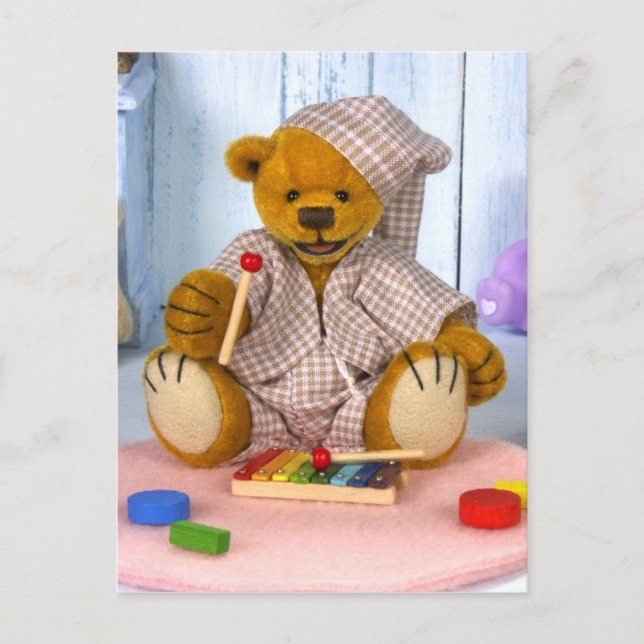 Dinky Bear with Xylophone Postcard (Front)