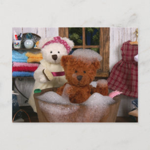 Dinky Bears: Bath Day Postcard