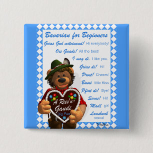 Dinky Bears Bavarian for Beginners 15 Cm Square Badge