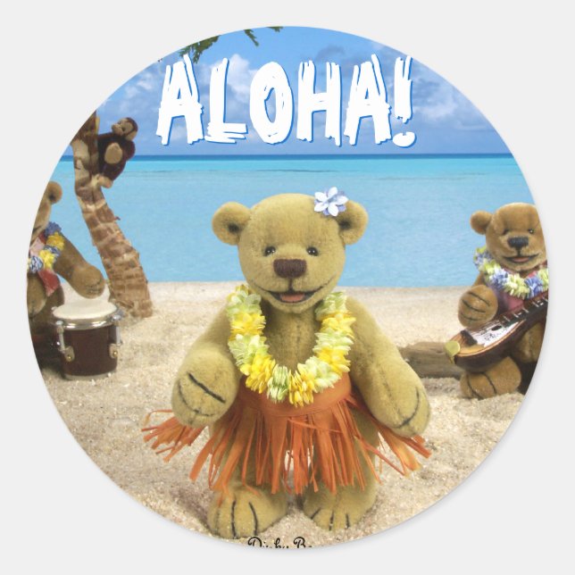 Dinky Bears: Beach Fun Classic Round Sticker (Front)