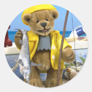 Dinky Bears: Fisherman Classic Round Sticker
