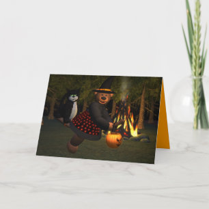Dinky Bears Flying Witch Card