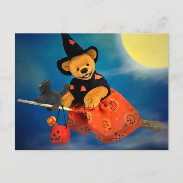 Dinky Bears Flying Witch Postcard (Front)