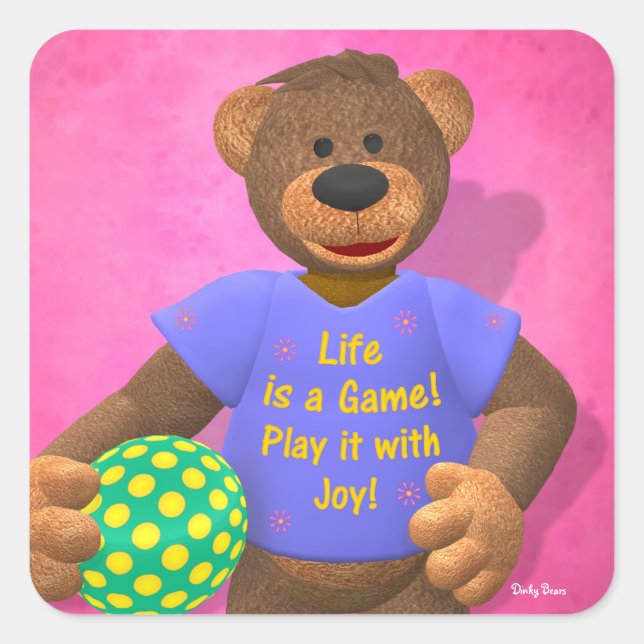Dinky Bears: Life is a Game Square Sticker (Front)