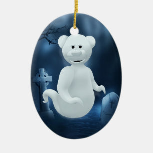 Dinky Bears Little Ghost Ceramic Ornament