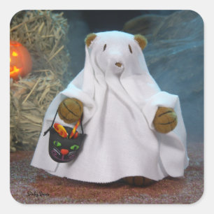 Dinky Bears Little Ghost Square Sticker