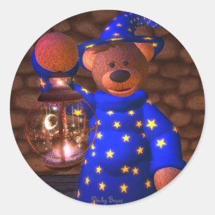 Dinky Bears Little Wizard Classic Round Sticker