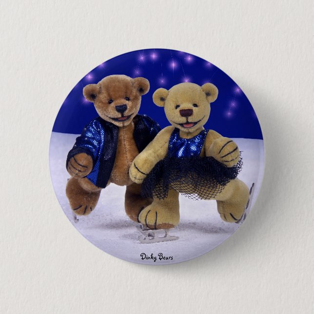 Dinky Bears on Ice 6 Cm Round Badge (Front)