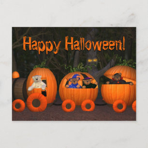 Dinky Bears Pumpkin-Train Postcard