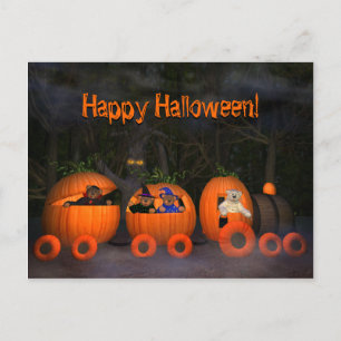 Dinky Bears Pumpkintrain Postcard
