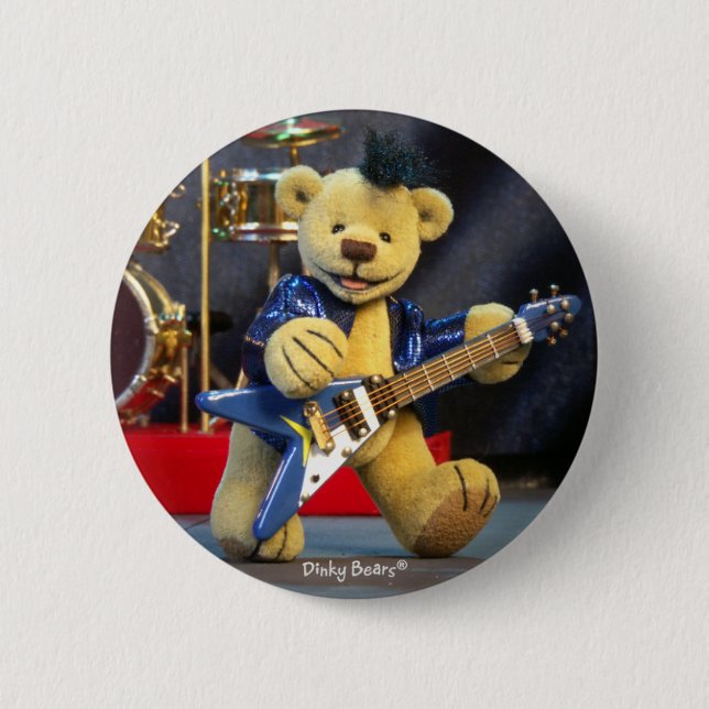 Dinky Bears: rock star 6 Cm Round Badge (Front)