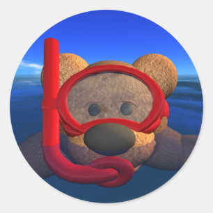 Dinky Bears: Snorkeler Classic Round Sticker