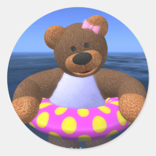 Dinky Bears Water Fun Classic Round Sticker