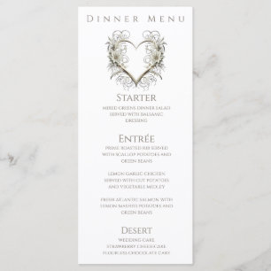Dinner and Bar Menu-Modern Flowers with a Heart Menu