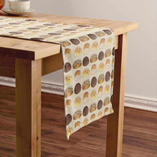 Dinner Bread Rolls Buns Bakery Baker Breadmaking Short Table Runner (In Situ)