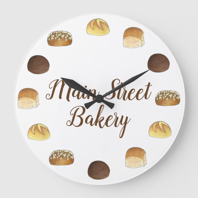 Dinner Bread Rolls Buns Bakery Baker Chef Foodie Large Clock (Front)