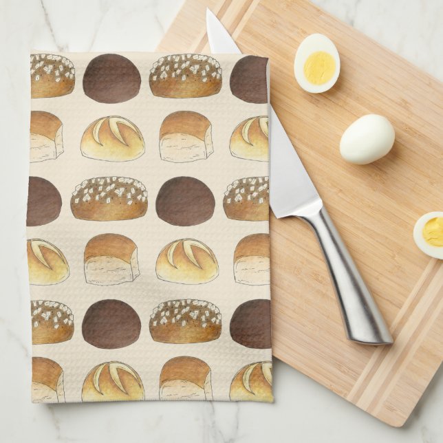 Dinner Bread Rolls Buns Bakery Baker Chef Foodie Tea Towel (Quarter Fold)