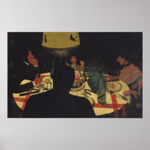 Dinner by Lamplight, 1899 Poster