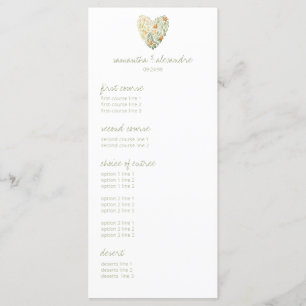 Dinner & Dancing Floral Greenery Wedding Reception Menu